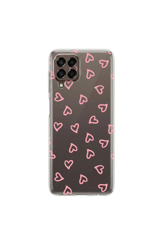 حافظة شفافة متوافقة مع هاتف سامسونج جالاكسي M33 بتصميم Heart 7