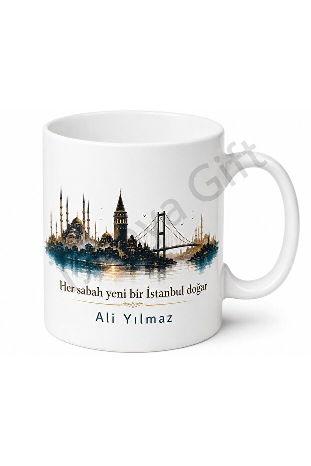 كوب مطبوع عليه صورة مدينة اسطنبول، كوب هدية بتصميم خاص