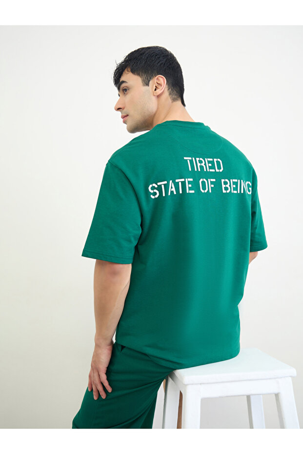 Men Slogan Print Oversized T-Shirt and Shorts Set