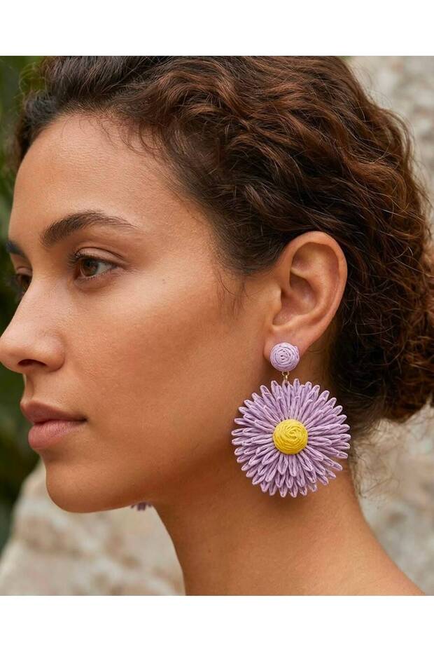 Flower Figure Wicker Earrings