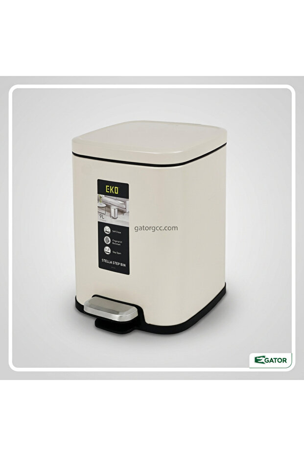Stainless Steel Color coated Slow Cloasing Bin 9L Beige