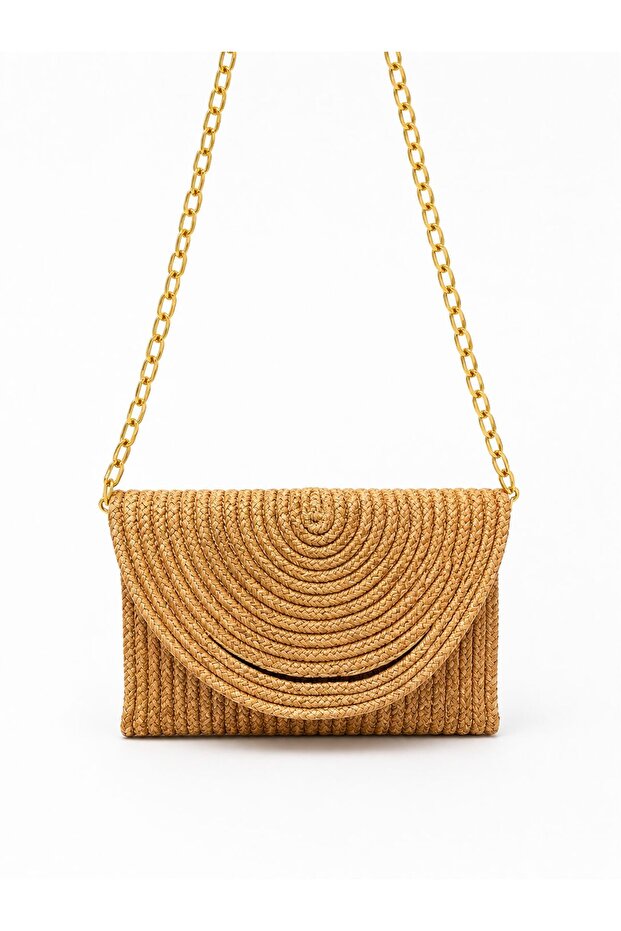 Straw Women's Shoulder Bag with Cover Closure Detail Parla