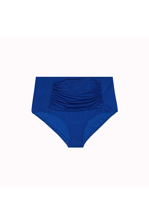 Plus Size Draped Detailed Gathering High Waist Women's Bikini Bottom