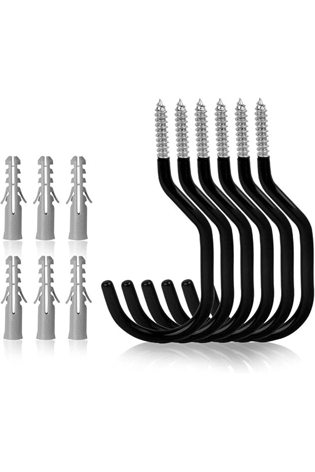 6 Pack Super Duty Extra-Large Garage Utility Hooks and Hangers, 6.6 inches, Capacity 100LBS