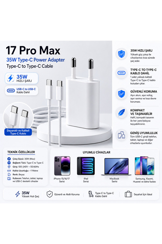17 Pro Max 35W Type-C Power Adapter Type-C to Type-C Cable