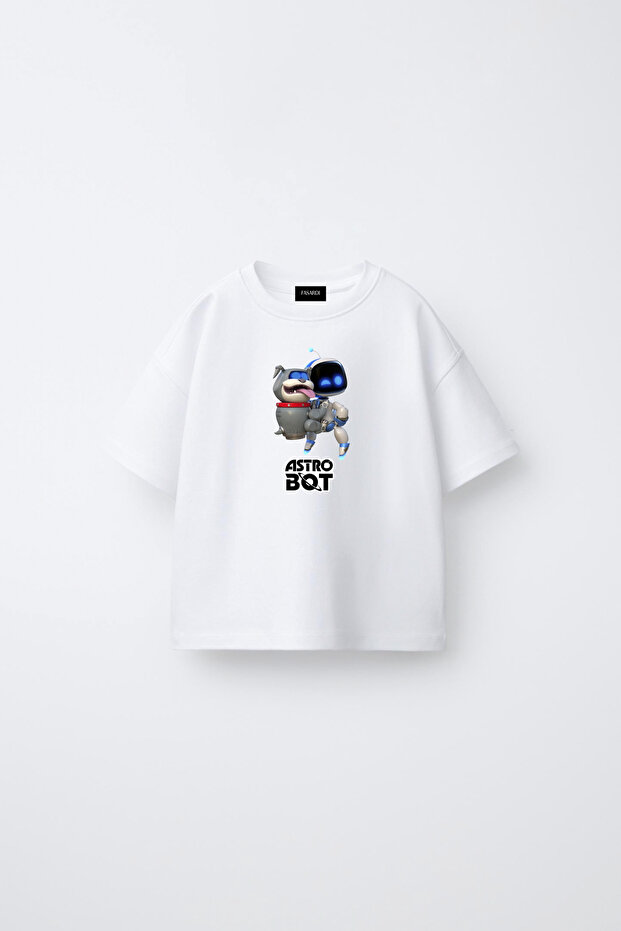 Astro Bot Printed Oversize 100% Cotton Short Sleeve Unisex Kids T-Shirt