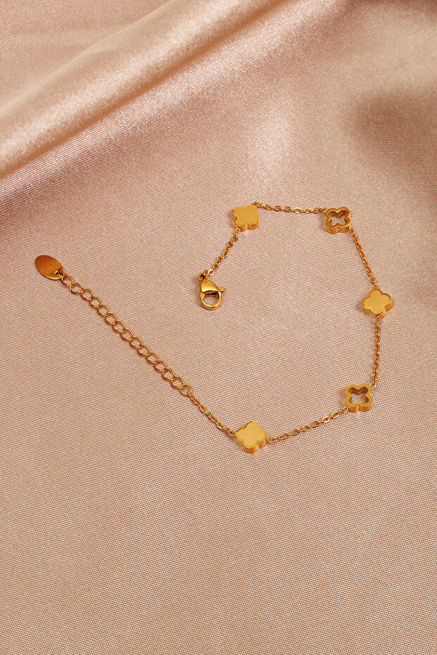 Gold Iconic Clover Figured Steel Bracelet
