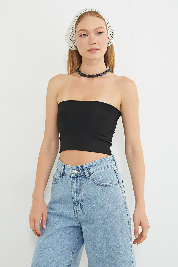 Basic Covered Strapless Bustier - 5