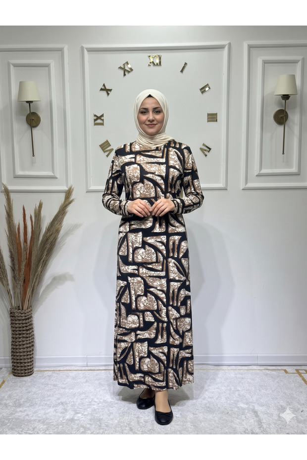 فستان نسائي منقوش للمقاسات الكبيرة من الموسم الجديد
