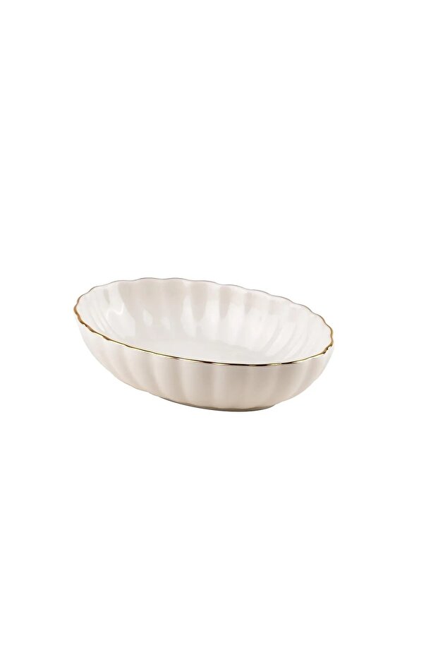 Bone Luz Form Oval Kayık Plate Gold Net 15cm Single