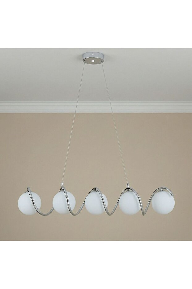 Opal Glass Chandelier 70cm Chrome Modern Ceiling Light