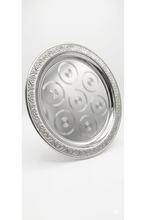 Stainless Steel Laser Patterned Round Presentation Tray (38X38 cm)