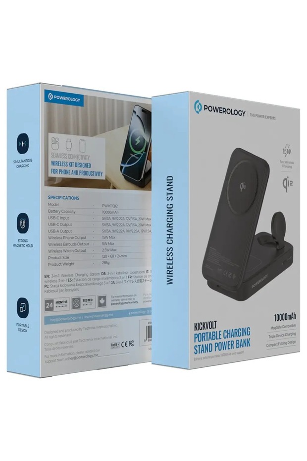 Kickvolt Portable Charging Stand Power Bank 10000mah Black