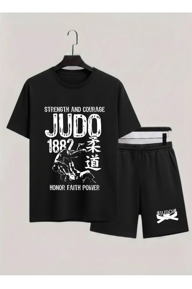 Judo Printed 100% Cotton Crewneck Children's T-Shirt-Shorts Two-Piece Set