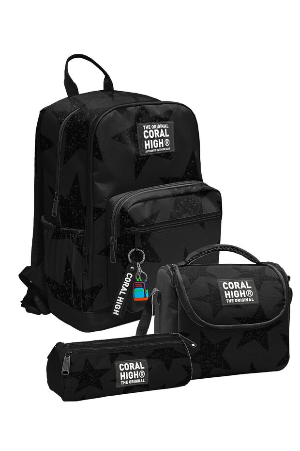 Black Star Printed Boys' Primary and Secondary School Three-Piece School Bag Set Setygn33237A