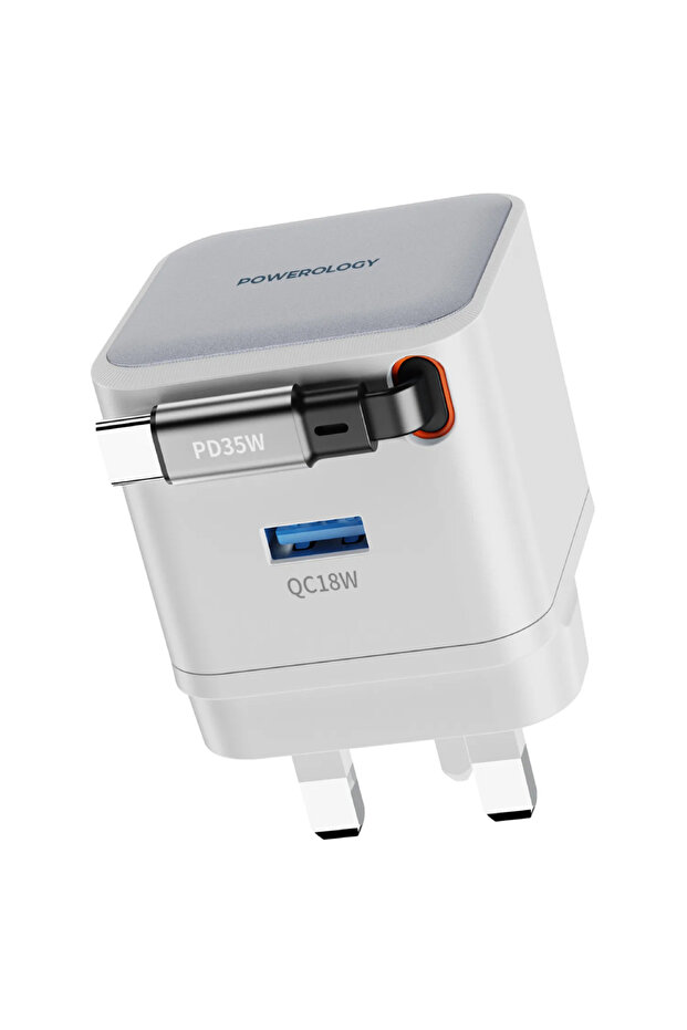 Dual Port Retractable GaN Charger White