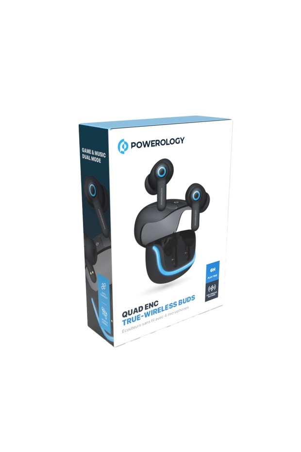 Quad ENC True- Wireless Buds Black