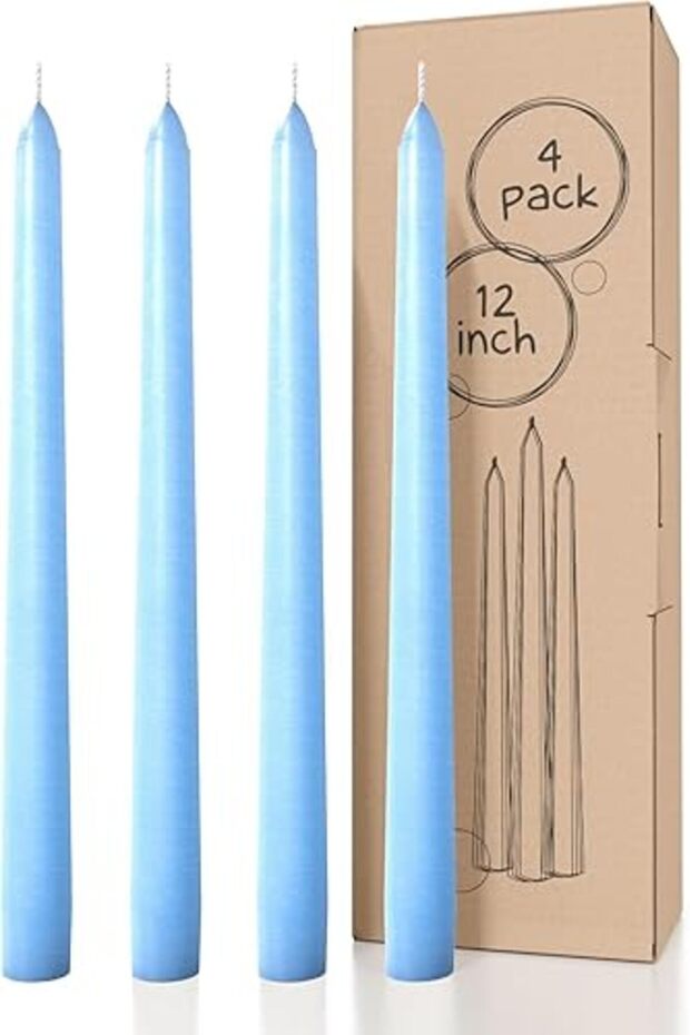 12 inch Taper Candles Set of 4 - Dripless and Smokeless Candle Unscented
