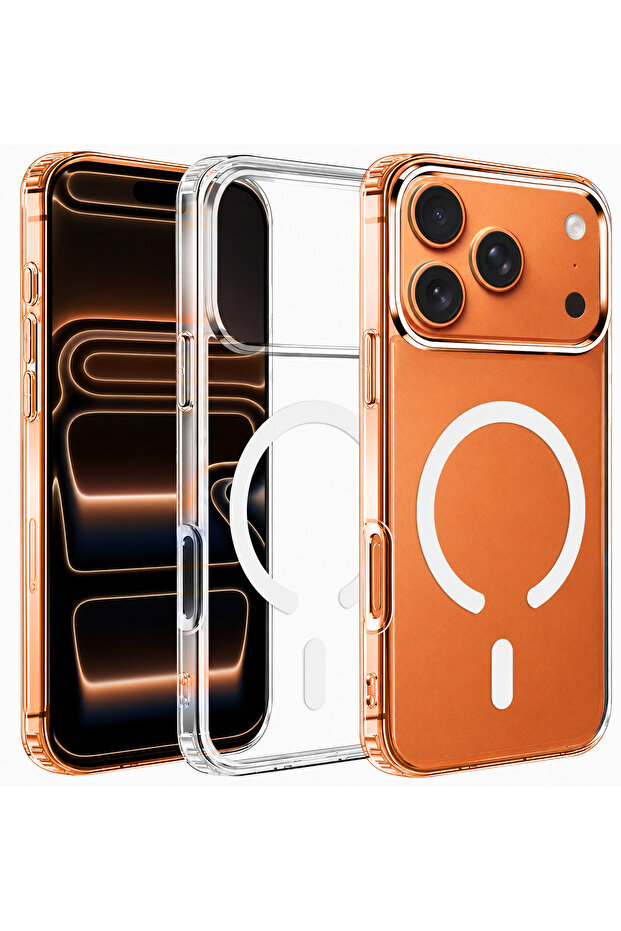 Premium MagSafe Transparent Phone Case for iPhone 17 Pro Max Crystal Clear Protective Cover with Strong Magnetic Ring for Wireless Charging