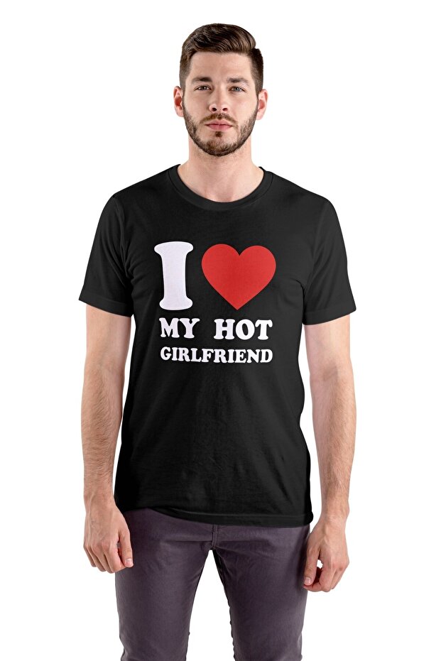 I Love My Hot Girlfriend Tshirt Valentine's Day T-Shirt Lover Couple Tshirt Funny Gift Tee