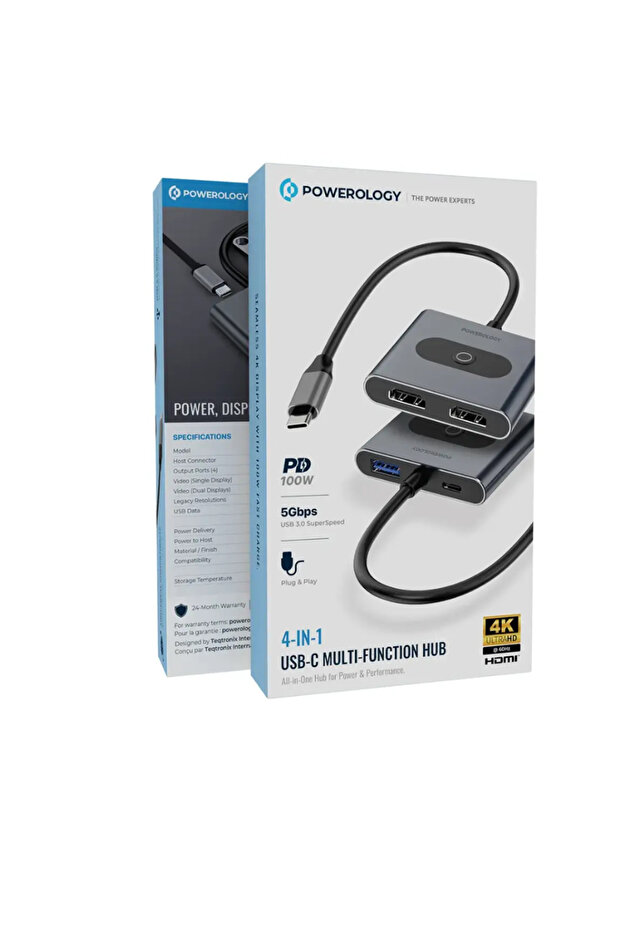 4 In 1 USB-C Multi-Function Hub PD 100W Gray