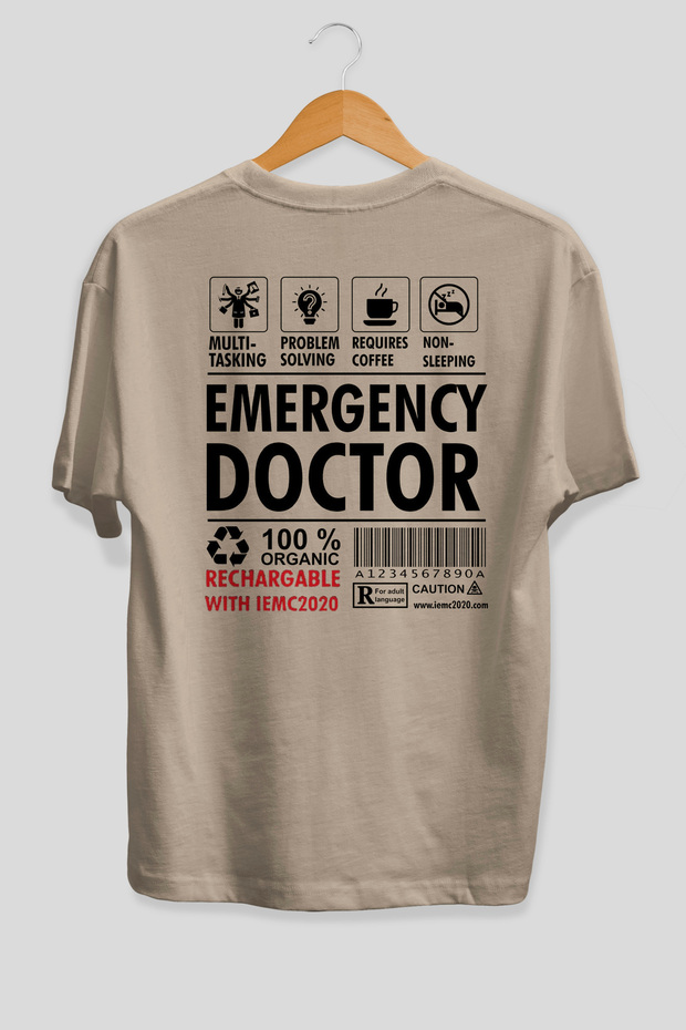 Emergency Doctor Oversize Back Printed Beige T-Shirt 100% Cotton Streetwear Premium Comfortable Fit