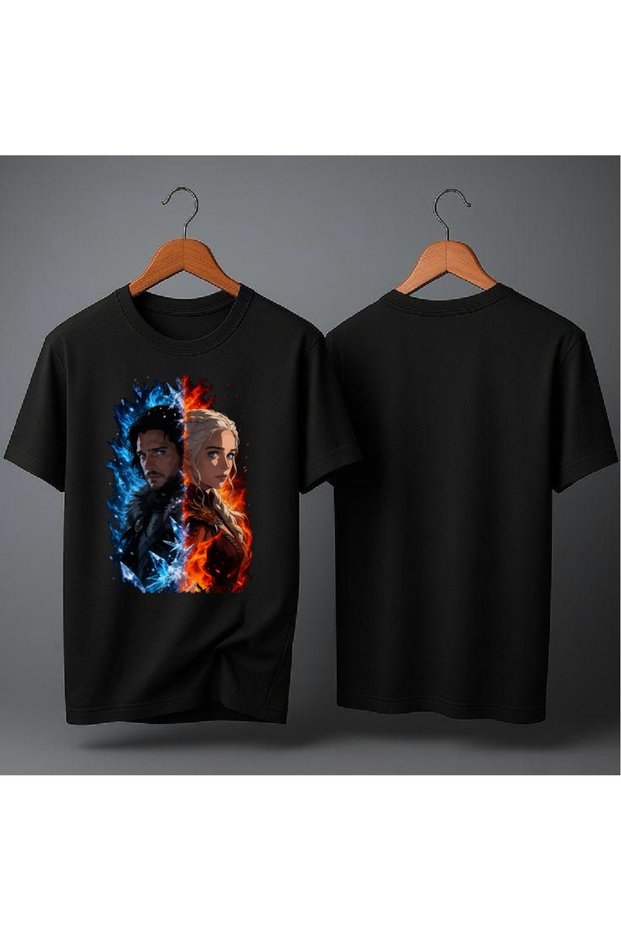 Jon Snow and Daenerys Targaryen Printed Oversized T-Shirt