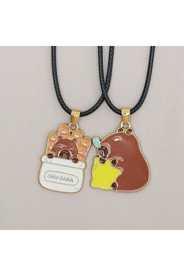 2 Pcs Capybara Model Ip Necklace, Friendship Necklace, Best Friends