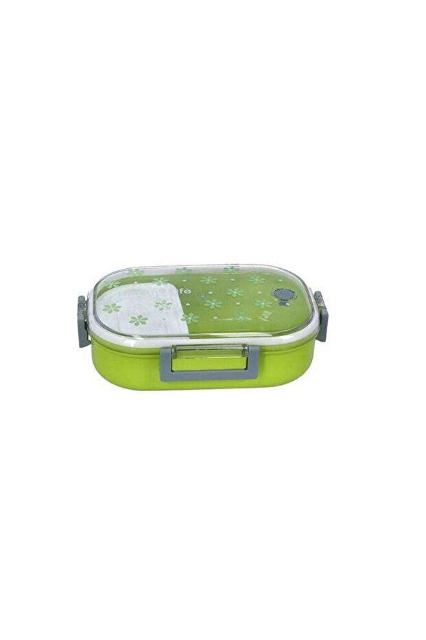 Plastic Lunch Box Green/Clear/Grey