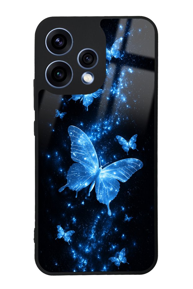 Oppo Reno 15 Blue Galaxy Butterfly Design Glossy Phone Case