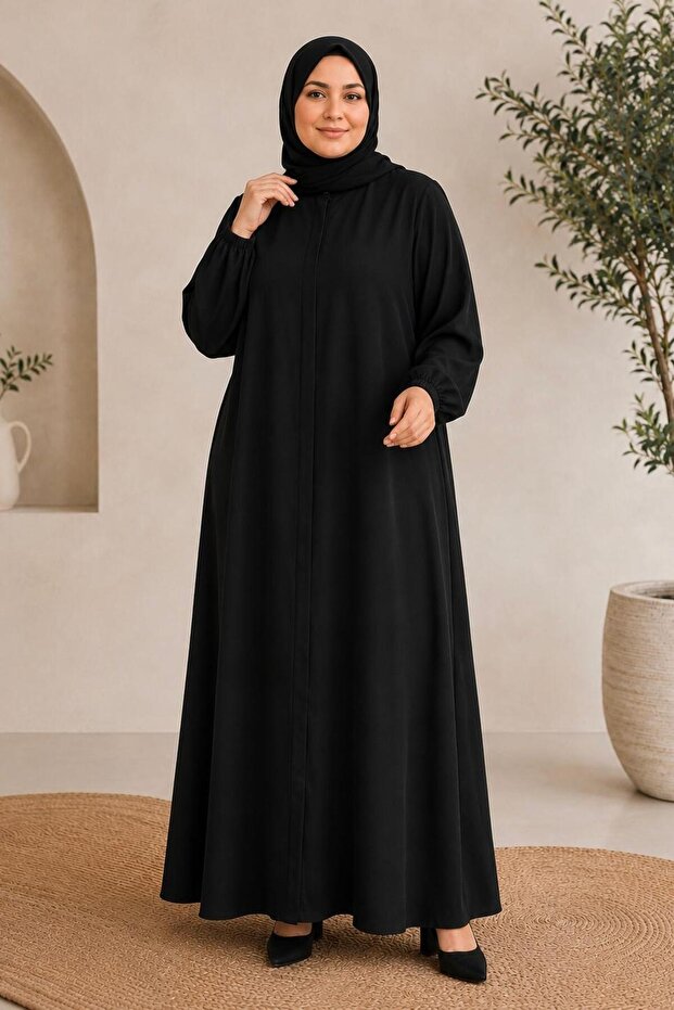 Medina Silk Ferace Large Size Stand Collar Hijab Ferace