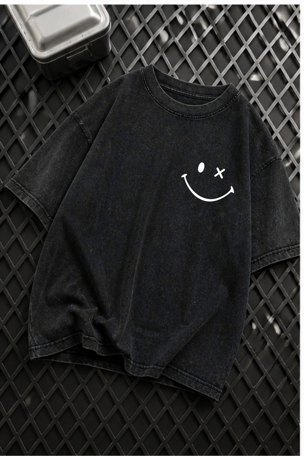 Modex Washed Oversize Unisex T-Shirt Washed Vintage Street Style Street Fashion Cotton Comfortable Fit Daily Wear T-Shirt