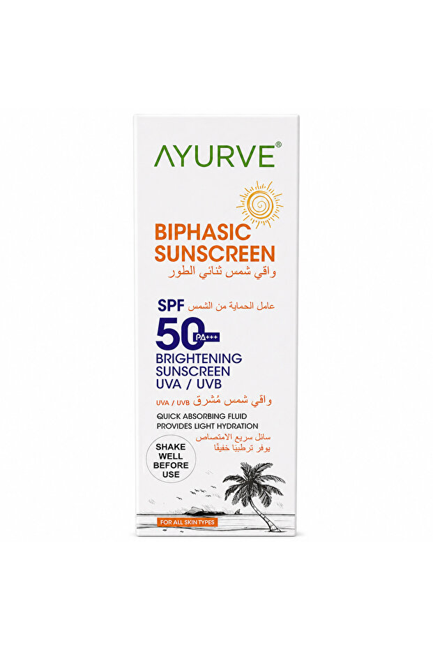 Biphasic Sunscreen Ayurve SPF50 PA+++ Brightening Sunscreen UVA/UVB