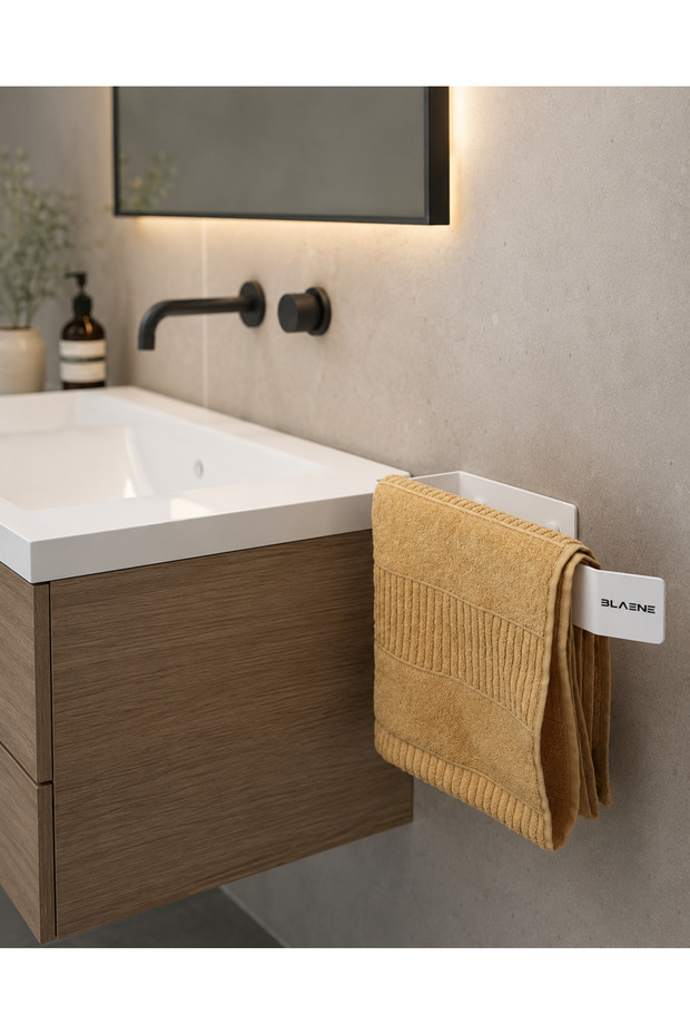 Stainless Steel No Drilling Mounting Adhesive and Screw Modern Towel Holder Bathroom Hanger Toilet Towel Rack Matte White- Bth-015