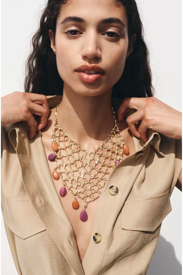 Lwa Beaded Knitted Design Necklace