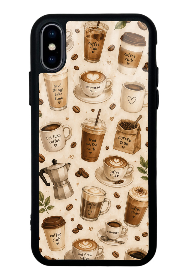 iPhone XS Max Coffee Club Design Glossy Phone Case