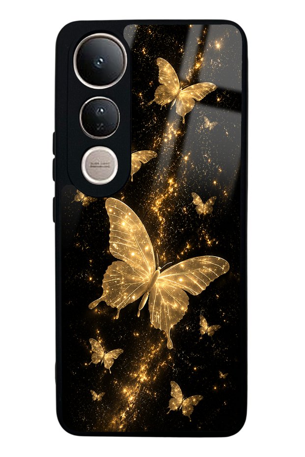 Vivo V50 Lite Yellow Galaxy Butterfly Design Glossy Phone Case