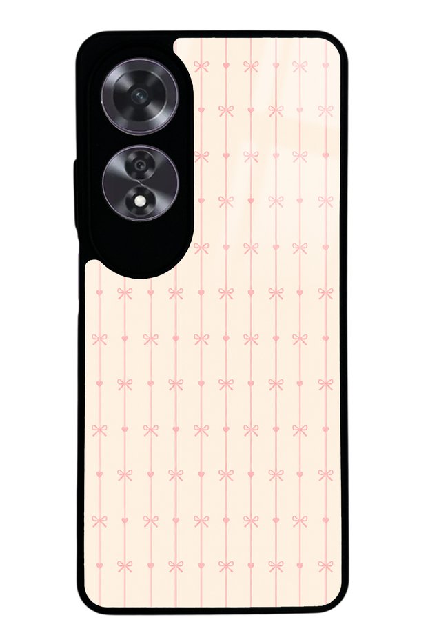 Oppo A60 Cream Coquette Pattern Design Glossy Phone Case