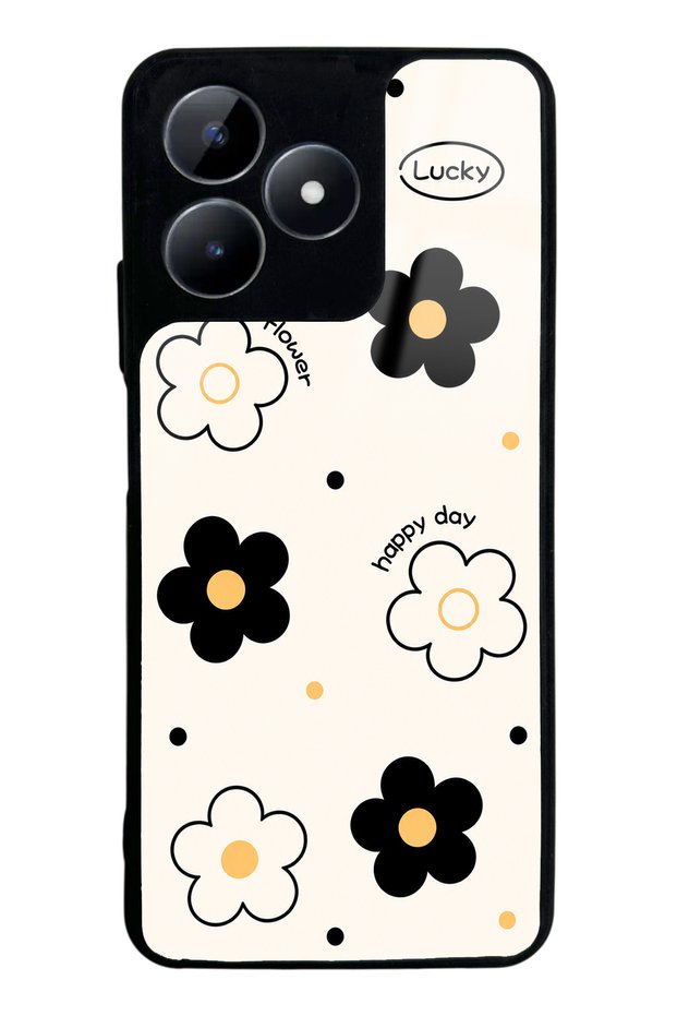 Realme C53 White Glossy Phone Case with Lucky Happy Day Design
