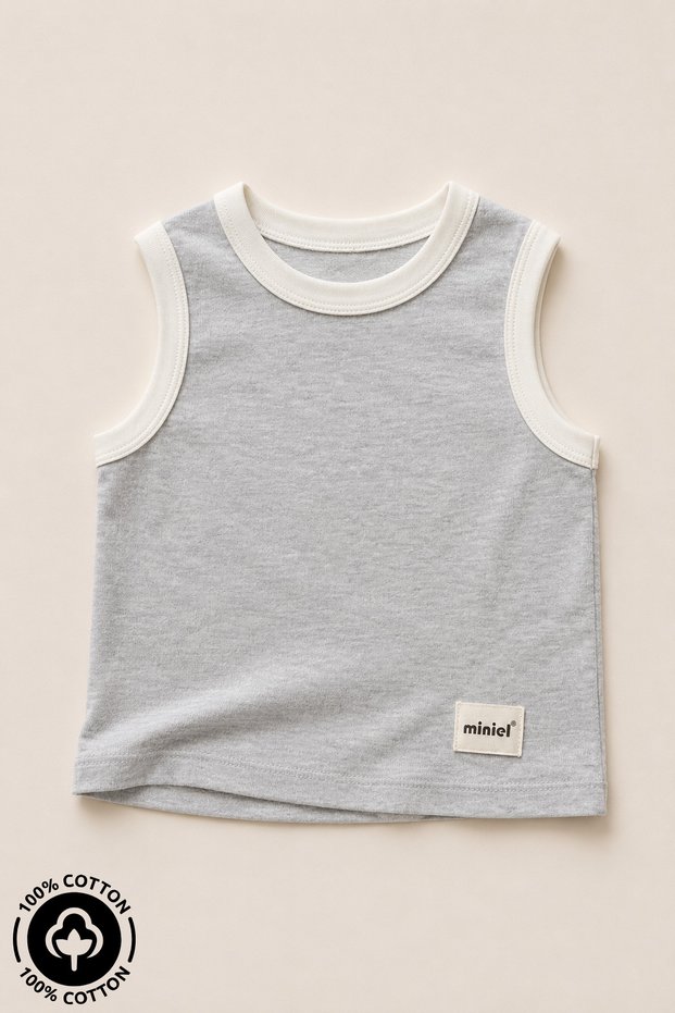 Unisex 100% Cotton Baby Kids Summer Undershirt with Braided Arma Detail