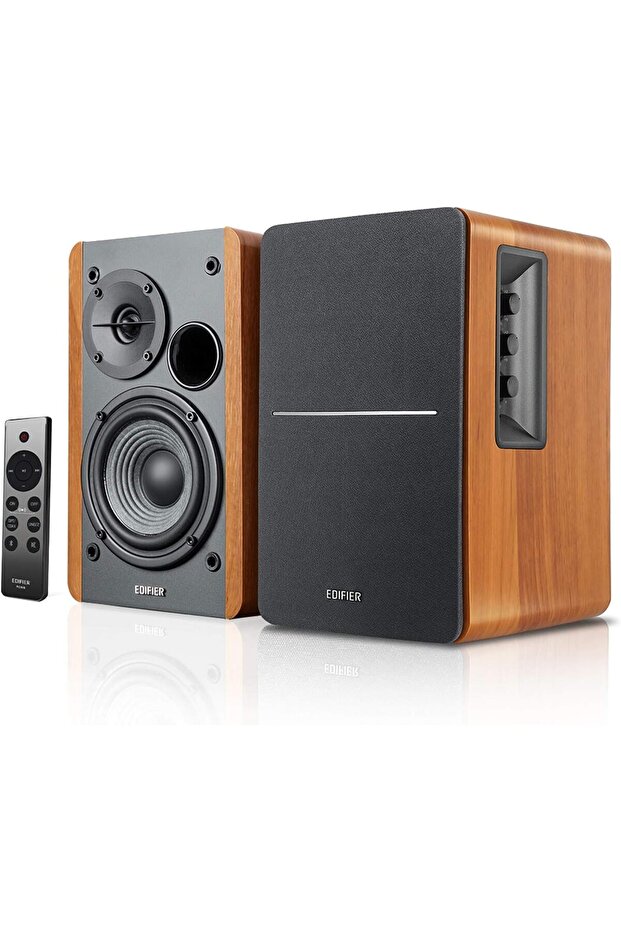 Wireless Bluetooth 5.0 Desktop/Bookshelf Speakers - 42W (Brown) - R1280DBs
