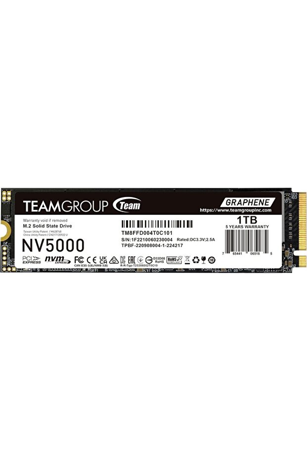 TEAMGROUP NV5000 1TB SLC Cache NVMe PCIe Gen4x4 M.2 2280 Laptop, Desktop SSD Read/Write Speed up to 4500 / 1900MB/s TM8FGM001T0C101
