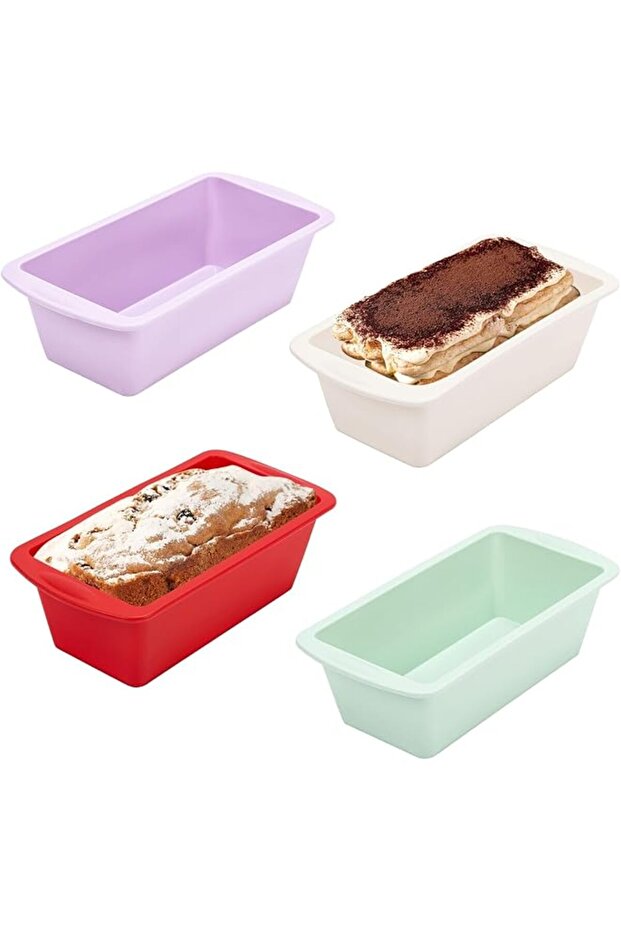 Mini Loaf Tins, 4Pcs Non-Stick Silicone Baking Pans 1Lb Small Loaf Pans,