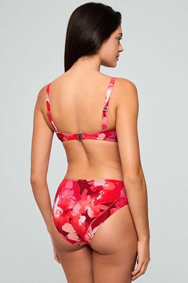 Bluren Strapless Patterned Bikini Set Red - 4