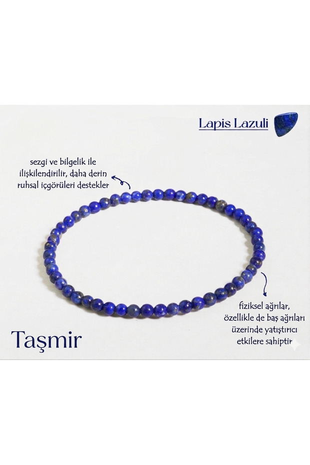 Real Lapis Lazuli Natural Stone Elastic Beaded Bracelet 4 mm