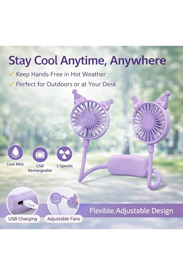 DianDi Neck & Desktop USB Fan Rechargeable Mini Portable Fan