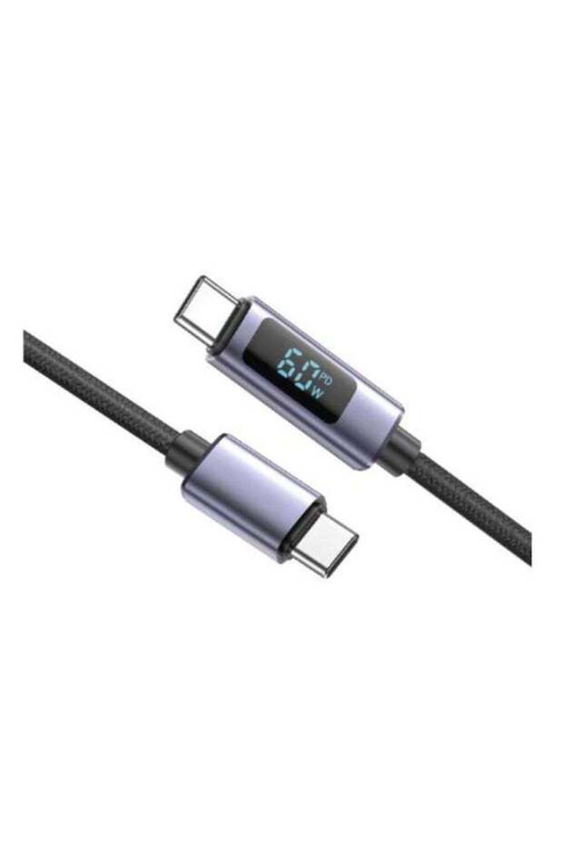 Type-C to Type-C Fast Charging & Data Cable 60W with LED Display, Durable Cable for Laptops, Tablets & Smartphones - 1m