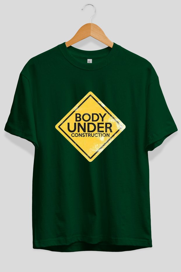 Body under Oversize Front Printed Green T-Shirt 100% Cotton Streetwear Premium Comfortable Fit