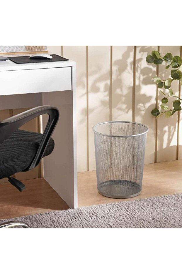 Primary Metal Mesh Waste Bin 15l 24x30x35cm-silver
