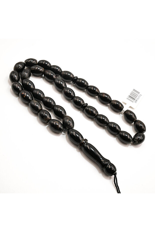 Yusr Rosary 33 Beads 8.5x11.5mm Black Oval Prayer Beads 24g Tasbih